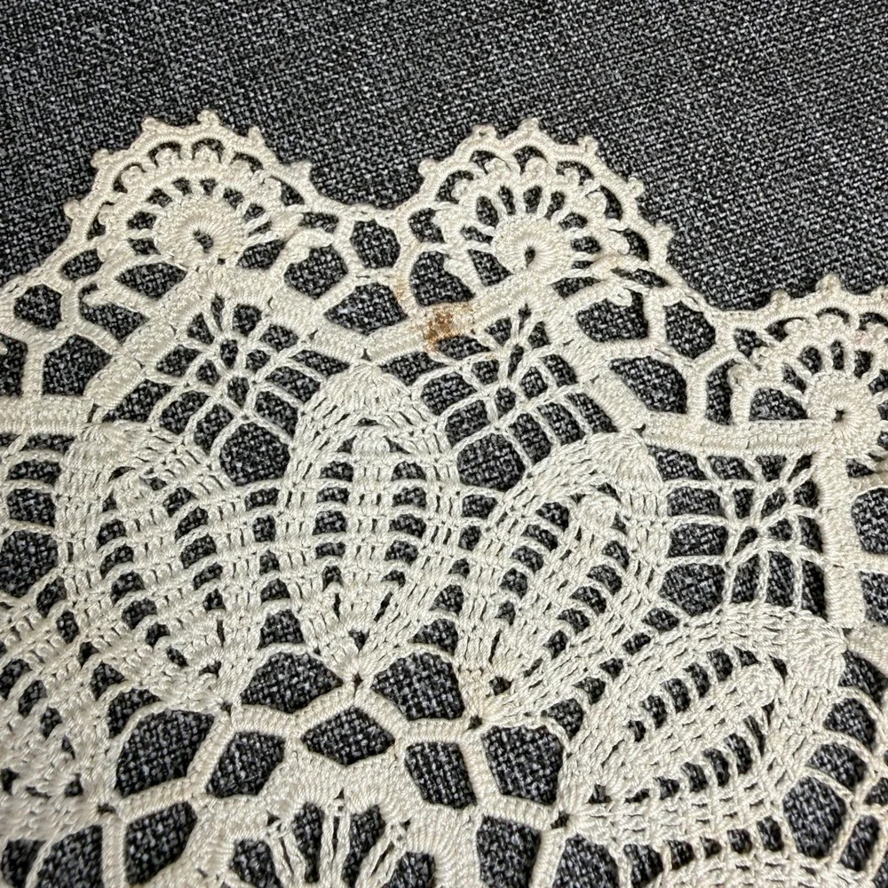 Vintage Handmade Crochet Lace Doilies Set of 7 Off White Round Floral 7in